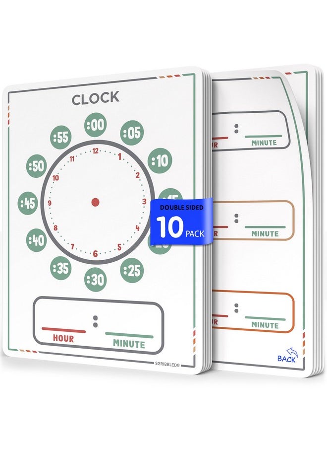 Telling Time Teaching Clock For Kids 9”X12” Learning Clock Dry Erase Sheets Homeschooling Supplies Learn To Tell Time Analog Clock Classroom Pack Of 10 Sheets