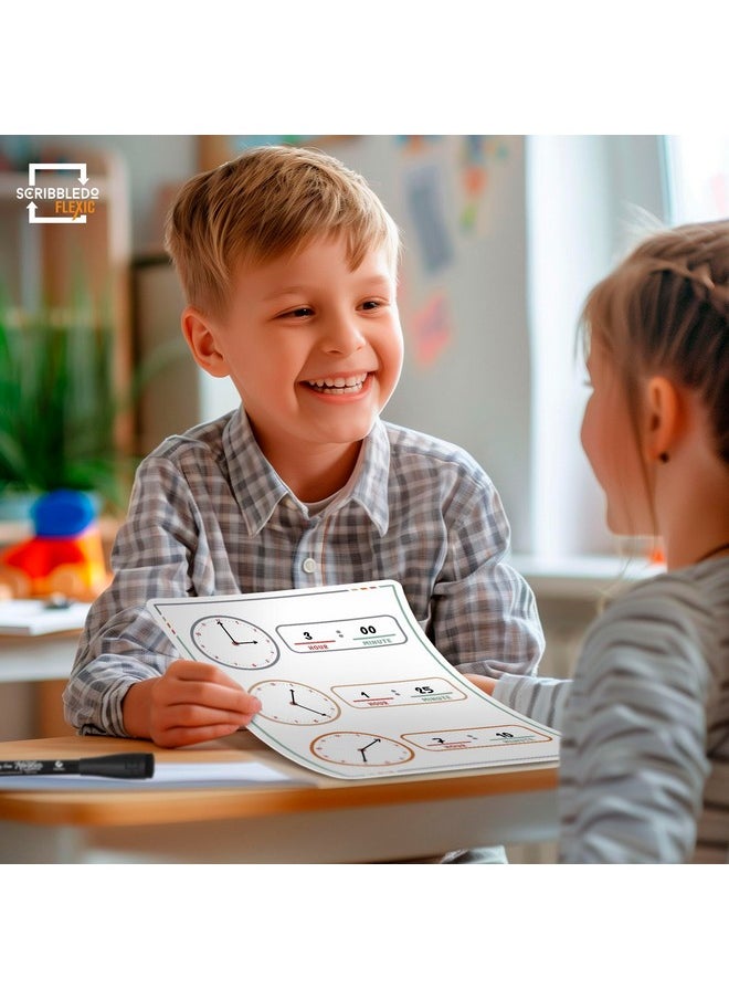 Telling Time Teaching Clock For Kids 9”X12” Learning Clock Dry Erase Sheets Homeschooling Supplies Learn To Tell Time Analog Clock Classroom Pack Of 10 Sheets