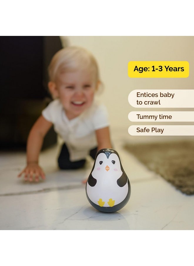 Wooden Penguin Wobbler/Wobble Toy - Baby Tummy Time Toy Montessori Tumbler Toys - (1-3 Years)| Roly Poly Toys | Wobbler Toys, Baby Development Toy For Infants Toddlers, Infant Boy Girl Gifts