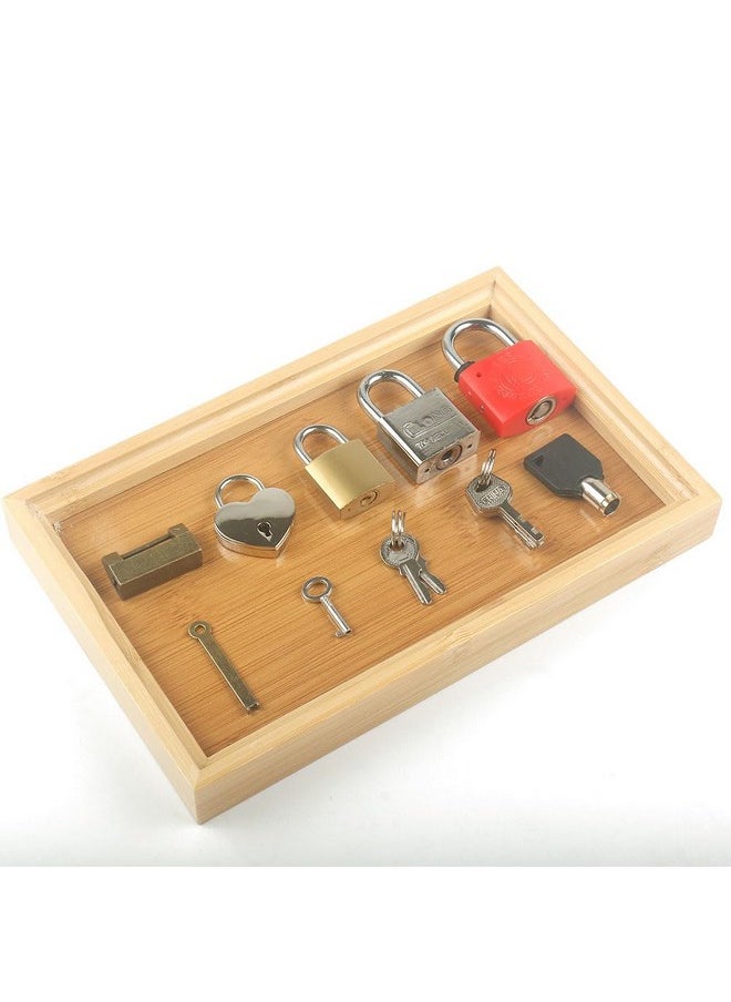 Lock And Key With Wood Tray Set Fine Motor Skill Sorting Learning Toys Travel Games For Toddlers 3-5 Years