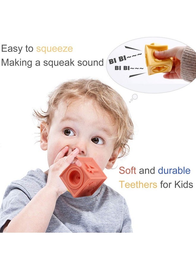 Baby Blocks Soft Building Blocks Baby Toys Teethers Toy Educational Squeeze Play With Numbers Animals Shapes Textures 6 Months And Up 12Pcs