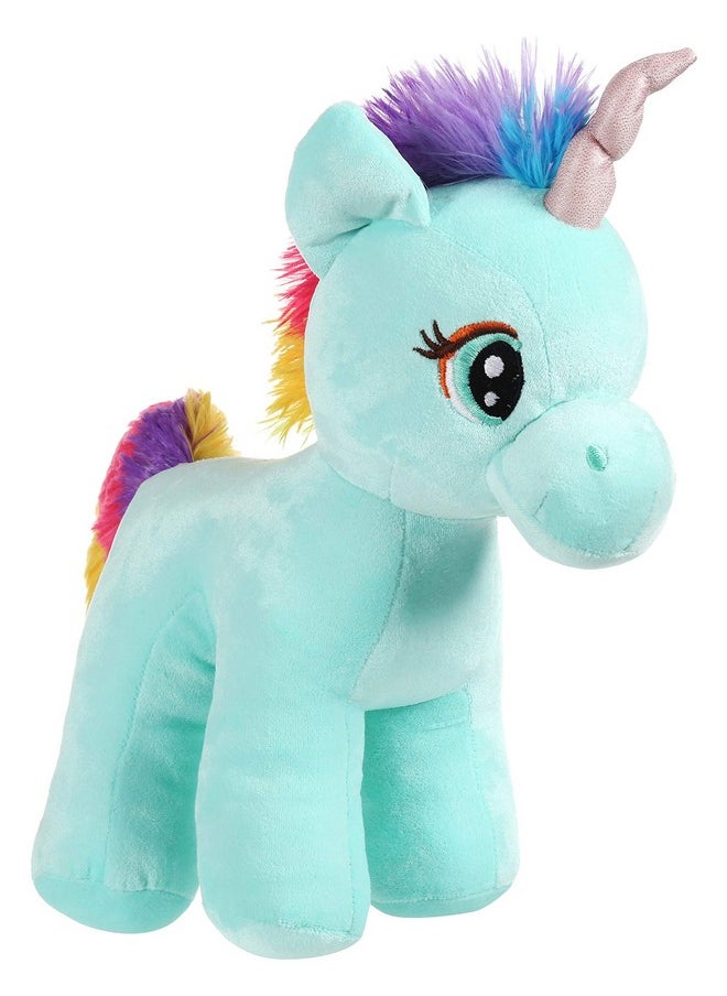 Enchanting Rainbow Cyan Unicorn Soft Toy For Girls/Kids | Floppy And Glittery With Sparkling Horn | Soft Stuffed Plush Animal | - 29Cm