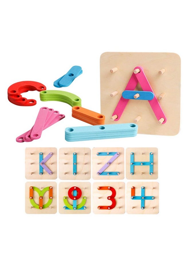 Wooden Letter And Number Construction Activity Set Educational Preschool Toys Shape Color Recognition Pegboard Sorter Set Board Blocks Stack Sort For Toddler Kids Boys Girls Toy