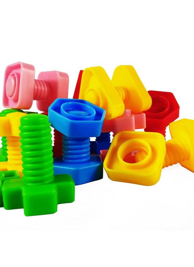 Jumbo Nuts And Bolts Toddler Toys - 40 Busy Bolts With Storage Tote & Book - Toddler & Baby Occupational Therapy Toys - Develop Fine Motor Skills Through Play