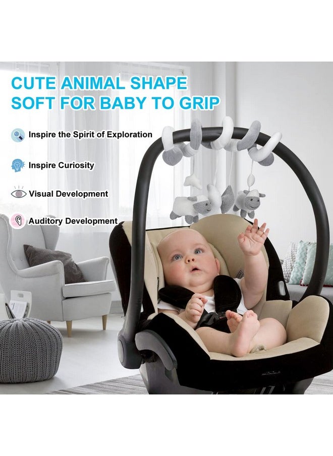 Hanging Car Seat Toys, Infant Stroller Toys For Car Seat Stroller Mobile Crib Bar With Bell, Baby Activity Spiral Plush Toys Best Gift For Boys And Girls, Spiral Activity Toy