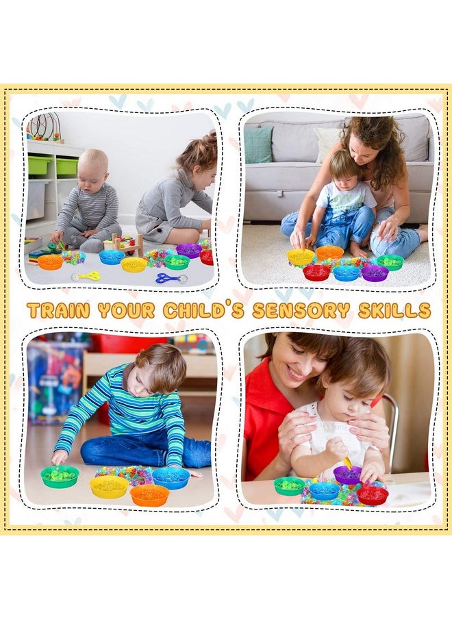62 Pcs Fine Motor Toys Counting Sorting Sensory Bin Filler, 50 Unicorn Acrylic Beads 4 Tweezers 2 Scissors Clips 6 Cups For Boys Girls Early Education And Sorting Counting Training Development