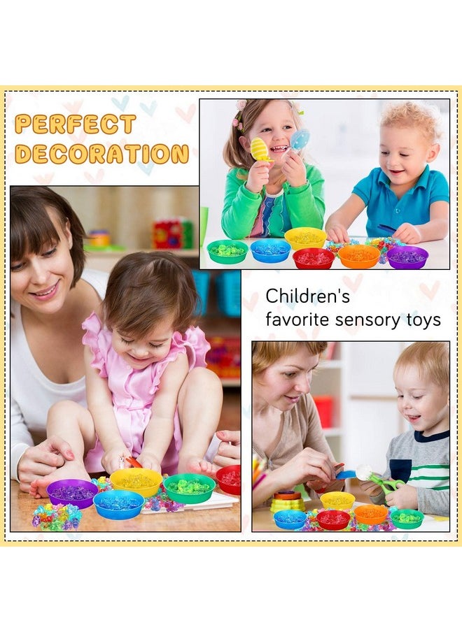 62 Pcs Fine Motor Toys Counting Sorting Sensory Bin Filler, 50 Unicorn Acrylic Beads 4 Tweezers 2 Scissors Clips 6 Cups For Boys Girls Early Education And Sorting Counting Training Development
