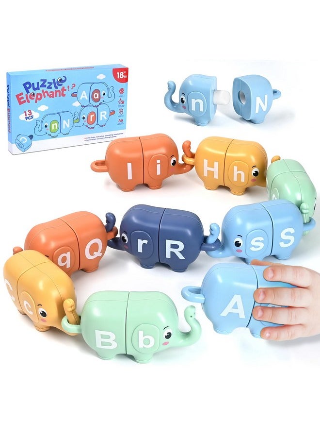 Elephant Alphabet Matching Puzzle Toys For Toddlers 18+ Months, 13 Pcs Abc Learning Game Fun Preschool Educational Classroom Toy For 2 3 4 Year Old Boys & Girls, Ideal 1St Birthday Gift