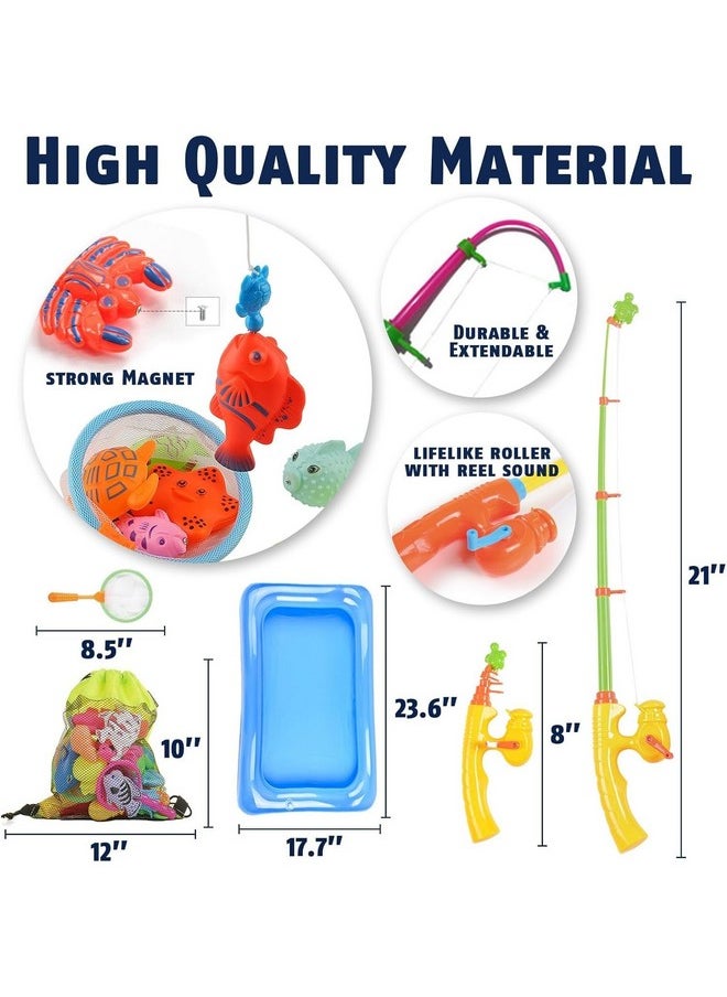 ™ Kids Pool Fishing Toys Games | Summer Magnetic Floating Toy Magnet Pole Rod Fish Net Water Table Bathtub Bath Game, Learning Education For Age 3 4 5 Boys Girls Toddlers Carnival Party Favors