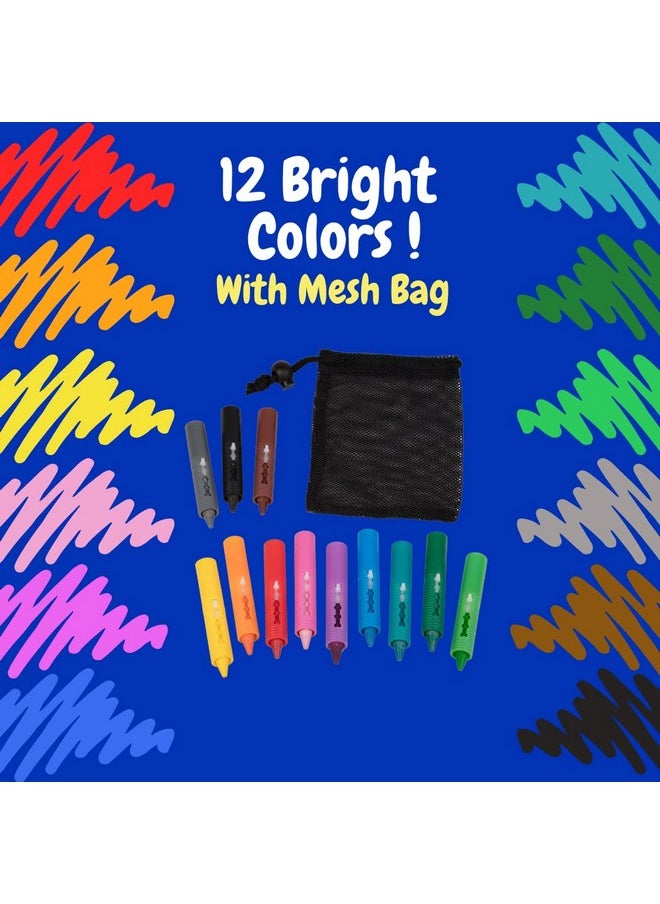 Bath Crayons Super Set -Set Of 12 Draw In The Tub Colors With Bathtub Storage Mesh Bag -Non-Toxic, Safe For Children, Won'T Disintegrate In Water -Art Project For Toddlers, Gift For Kids