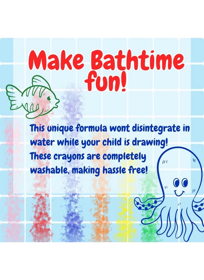 Bath Crayons Super Set -Set Of 12 Draw In The Tub Colors With Bathtub Storage Mesh Bag -Non-Toxic, Safe For Children, Won'T Disintegrate In Water -Art Project For Toddlers, Gift For Kids