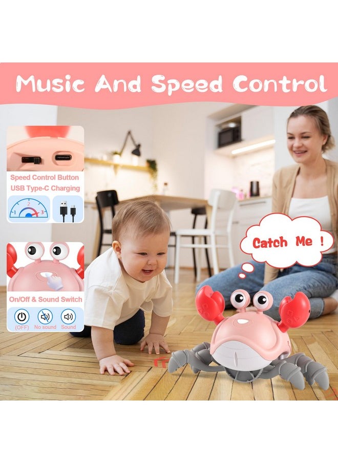 Crawling Crab Baby Girl Toys 3.0, Upgraded Tummy Time Baby Toys 6-12 12-18 Month, Walking Dancing Crab With Music&Speed Control For 2 3 4 5 6 7 8 9 10+ Girls Birthday Gifts Christmas Stocking Stuffers