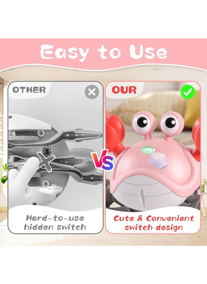 Crawling Crab Baby Girl Toys 3.0, Upgraded Tummy Time Baby Toys 6-12 12-18 Month, Walking Dancing Crab With Music&Speed Control For 2 3 4 5 6 7 8 9 10+ Girls Birthday Gifts Christmas Stocking Stuffers