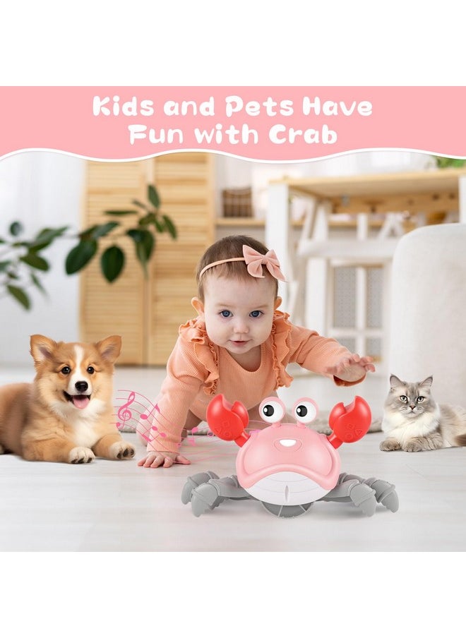 Crawling Crab Baby Girl Toys 3.0, Upgraded Tummy Time Baby Toys 6-12 12-18 Month, Walking Dancing Crab With Music&Speed Control For 2 3 4 5 6 7 8 9 10+ Girls Birthday Gifts Christmas Stocking Stuffers