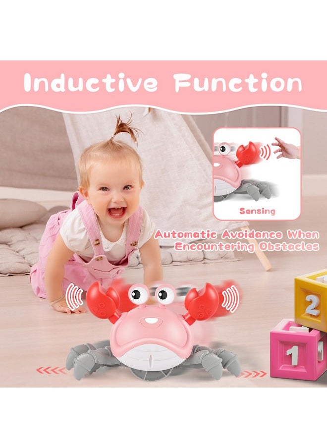 Crawling Crab Baby Girl Toys 3.0, Upgraded Tummy Time Baby Toys 6-12 12-18 Month, Walking Dancing Crab With Music&Speed Control For 2 3 4 5 6 7 8 9 10+ Girls Birthday Gifts Christmas Stocking Stuffers