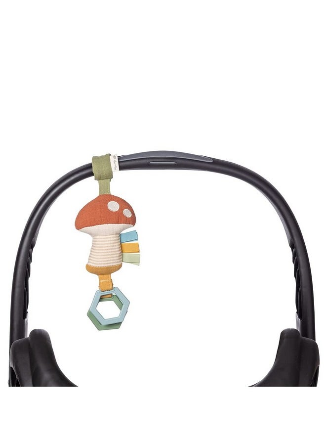 Jingle Travel Toy For Stroller, Car Seat Or Activity Gym - Baby Hanging Toy Features Jingle Sound, Clinking Rings & Adjustable Attachment Loop (Mushroom)