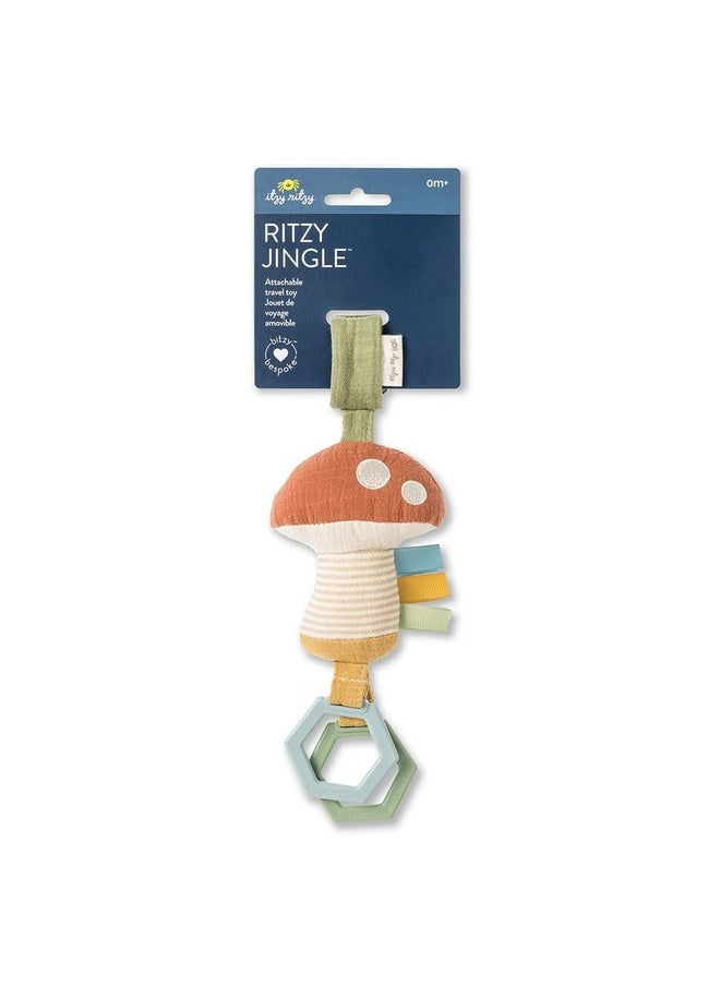 Jingle Travel Toy For Stroller, Car Seat Or Activity Gym - Baby Hanging Toy Features Jingle Sound, Clinking Rings & Adjustable Attachment Loop (Mushroom)