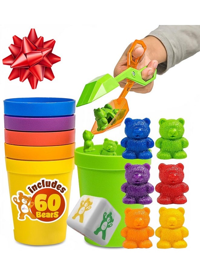 Counting Bears And Stacking Cups , 70 Pcs Color Sorting Toys For Toddlers 1-3 And Above, Math Learning Educational Toys, Classroom Must Haves