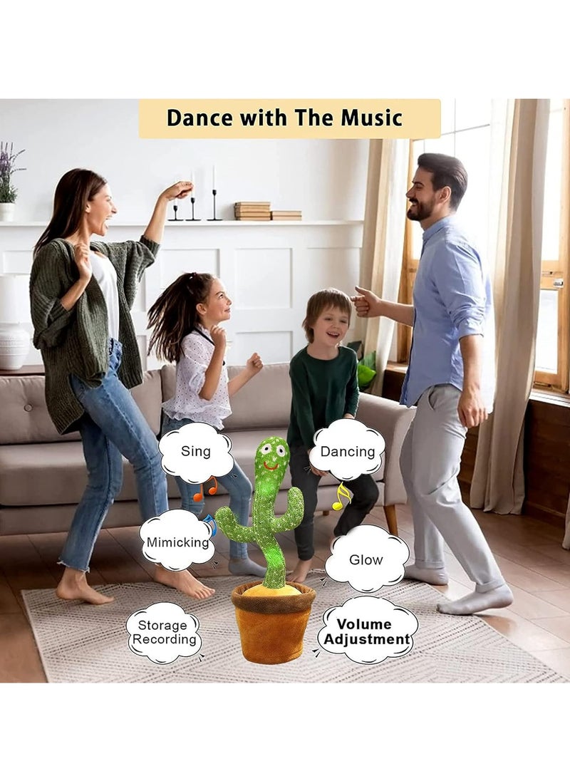 Rechargeable Toys Talking Cactus Baby Toys for Kids Dancing Cactus Toys Can Sing Wriggle Singing Recording Repeat What You Say Funny Education Toys for Children Playing Home Decor for Kids