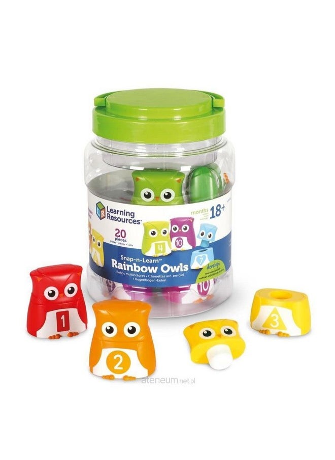 Snap-N-Learn Rainbow Color And Shape Recognition, Letter Owls, Alphabet Toy, 10 Pieces, Ages 2+