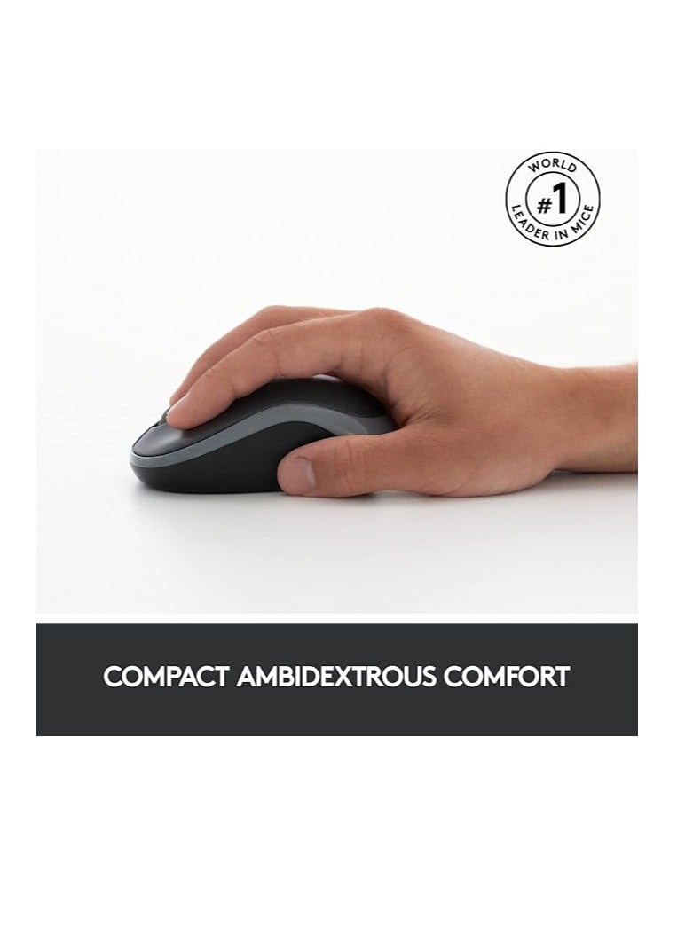 MK270 Wireless Combo Keyboard and Mouse, English Arabic Layout, Long Battery Life, 1000 DPI Resolution, Multimedia Keys, Compact Design Black