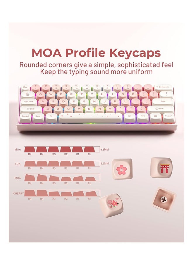 HITIME XVX Keycaps - Pink Cute PBT Keycaps, MOA Keycaps Dye-Sublimation, Custom Keyboard Keycaps 60 65 75 100 Percent for 100%, 75%, 65%, 60% Keyboard, 142 Keys Keycaps Set