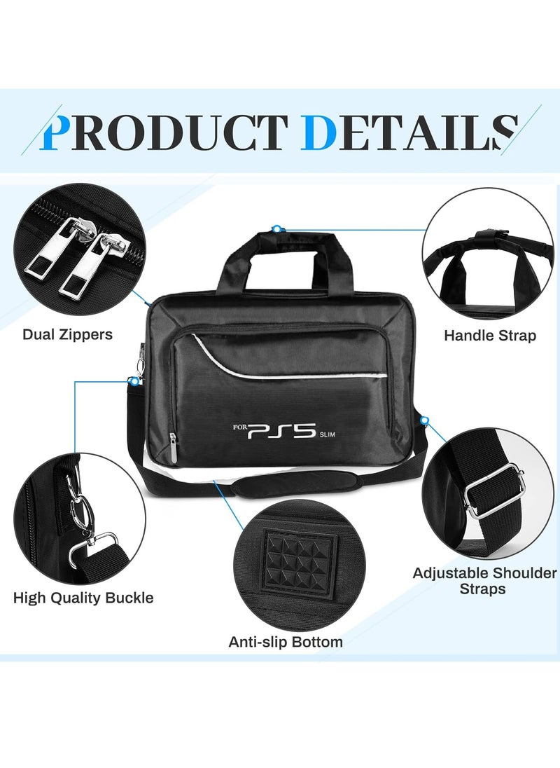 Tycom Travel Storage Cross Bag For PS5 Slim Luxury Waterproof Shoulder Bag For Playstation 5 Console and Accessories Storage Organizer Black.