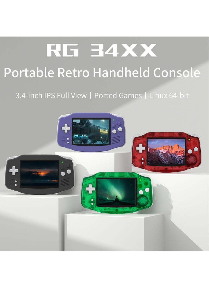 ANBERNIC RG 34XX Handheld Game Console H700 quad-core ARM Android 13 3.4-inch IPS full-view angle 3500mAh 5G WIFI Bluetooth Retro Video Players (BLack 32+128G