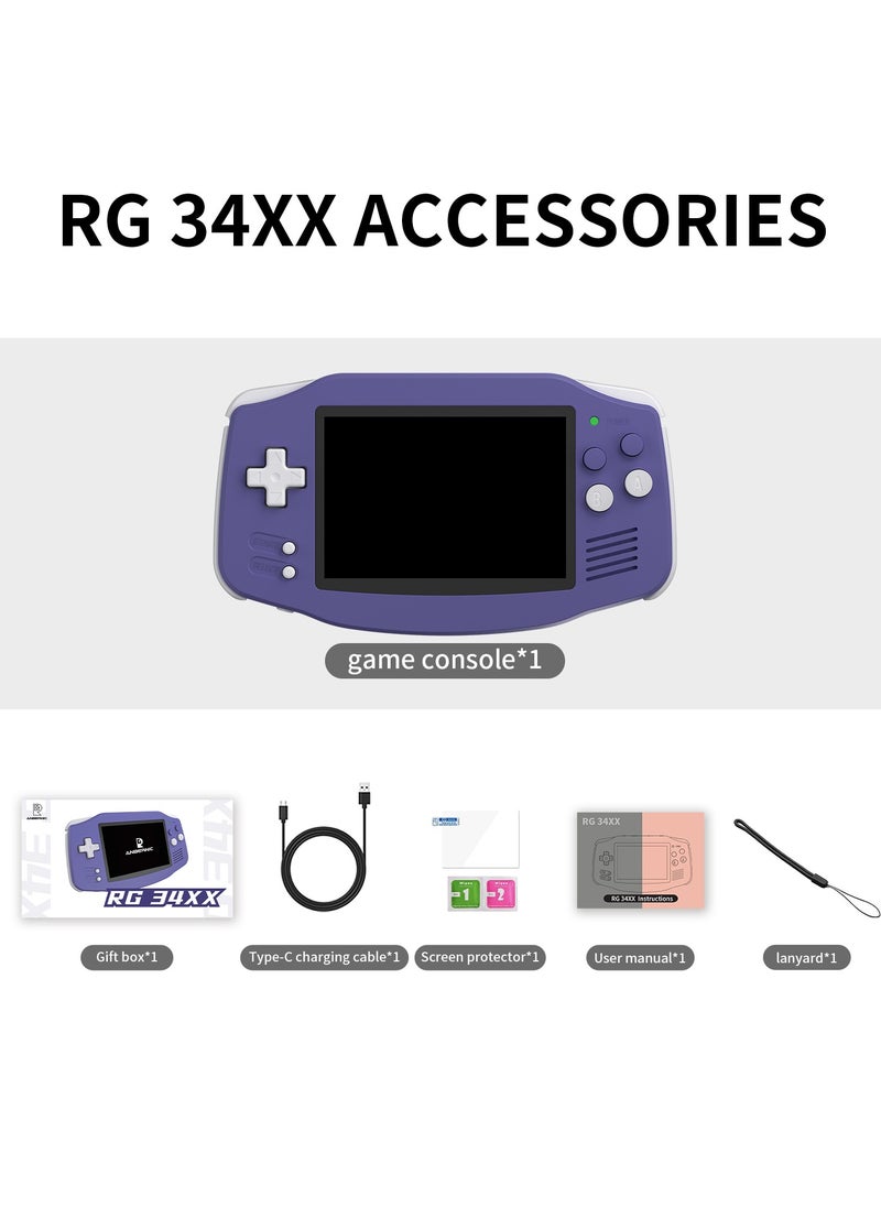 ANBERNIC RG 34XX Handheld Game Console H700 quad-core ARM Android 13 3.4-inch IPS full-view angle 3500mAh 5G WIFI Bluetooth Retro Video Players (Blue 32+128G