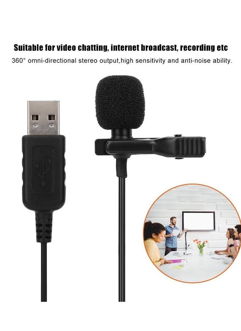 USB Lavalier Lapel Clip-on Omnidirectional Computer Microphone for Laptop, PC and Mac, Perfect Podcasting, Gaming, Streaming and Desktop Mic