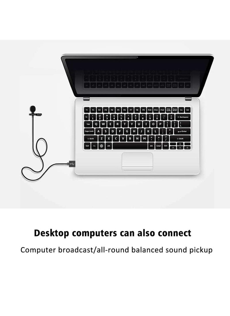 USB Lavalier Lapel Clip-on Omnidirectional Computer Microphone for Laptop, PC and Mac, Perfect Podcasting, Gaming, Streaming and Desktop Mic