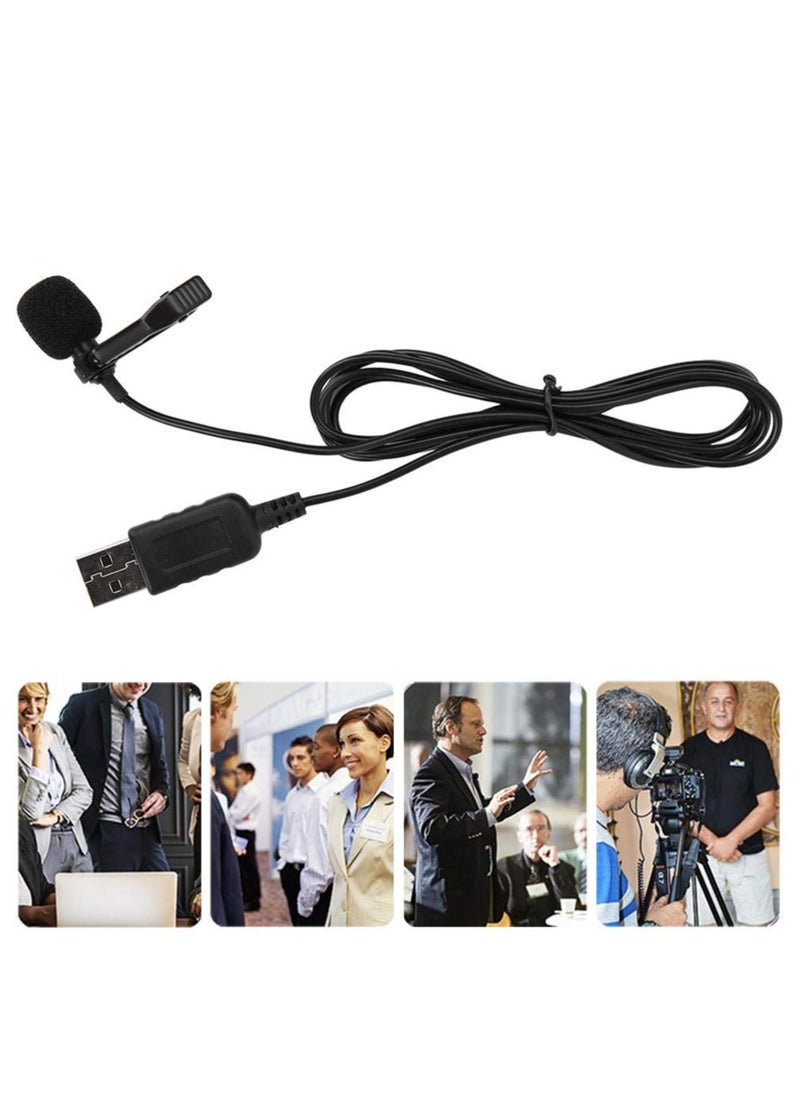 USB Lavalier Lapel Clip-on Omnidirectional Computer Microphone for Laptop, PC and Mac, Perfect Podcasting, Gaming, Streaming and Desktop Mic