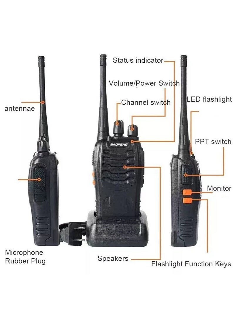 Baofeng 888s Walkie Talkie Set - Long Range 5W Two-Way Radio Pair with Charging - Durable, Easy-to-Use FM Handheld Radios for Outdoor Activities & Events