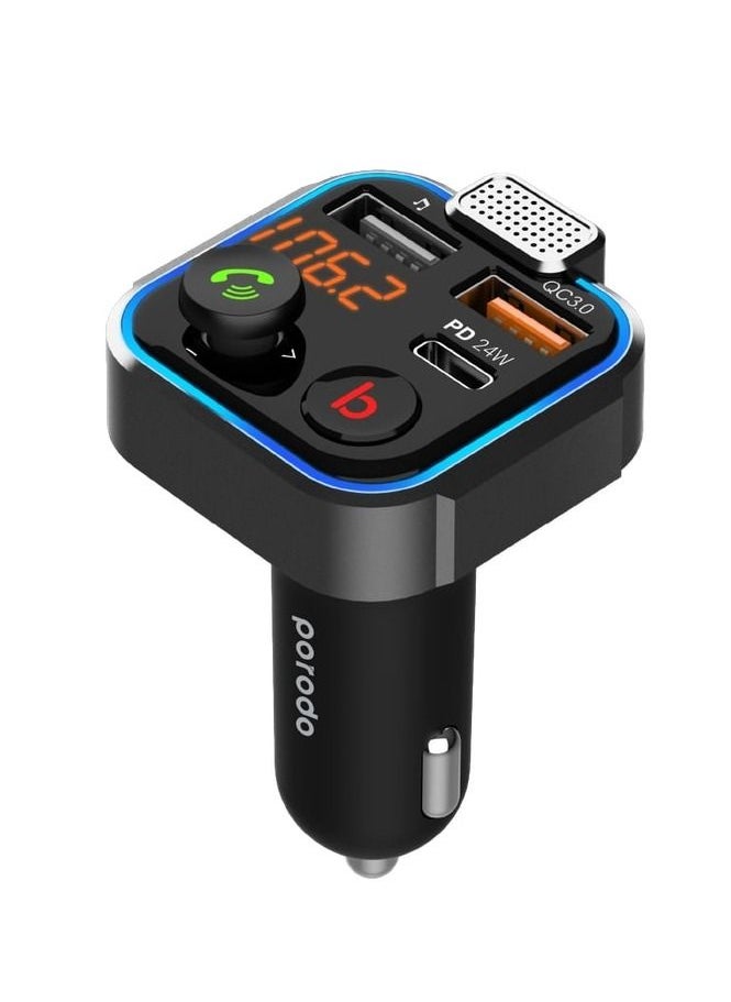 24W QC 3.0 Smart Car Charger FM Transmitter with Bass Boost Siri and Google Assistant Supported