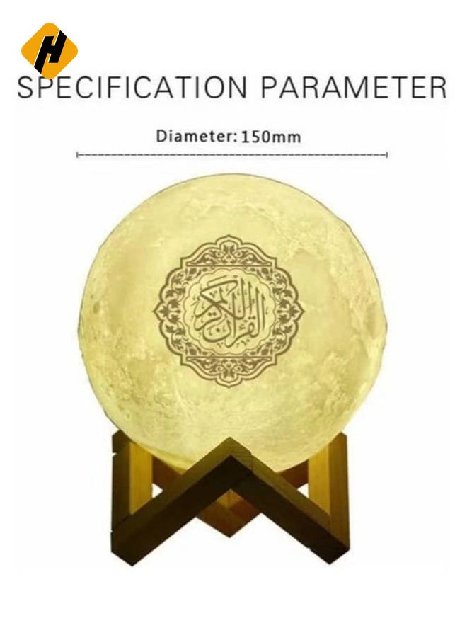 Portable Bluetooth Speaker 4 in 1 Quran Speaker with 16 Colors 3D Print Moon Lamp Night Light Quran Recitations and Song FM Broadcast