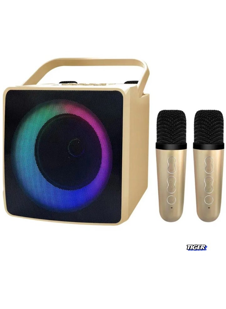 Portable Bluetooth Speaker with Dual Wireless Microphones – Home KTV Outdoor Karaoke Speaker for Parties, Events & Travel