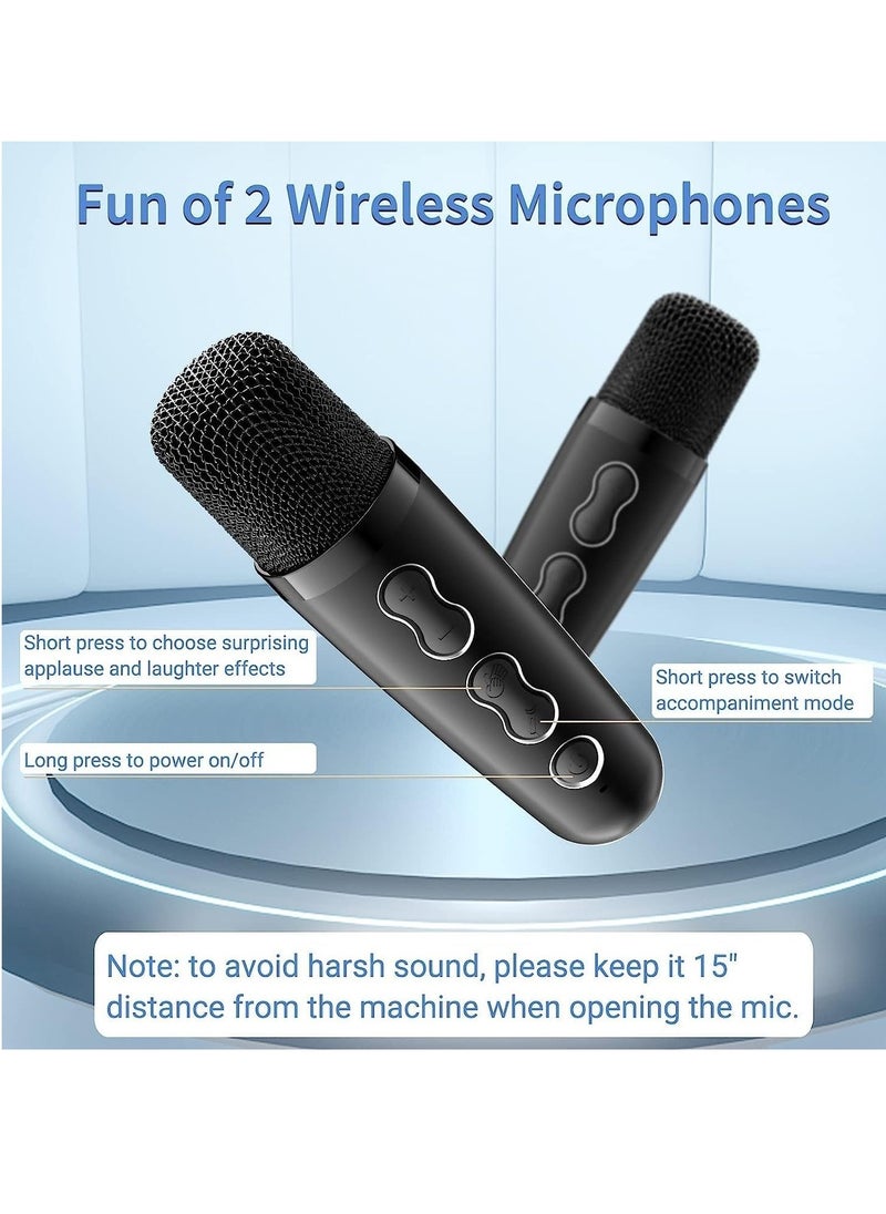 Portable Bluetooth Speaker with Dual Wireless Microphones – Home KTV Outdoor Karaoke Speaker for Parties, Events & Travel