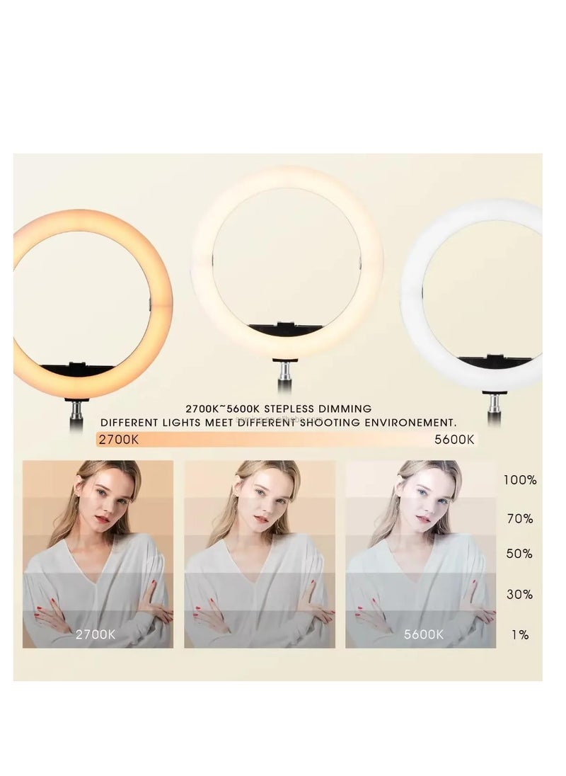 Xria SM1888 II Ring Light Size 18 inch 90W LED Ring light With Battery Slot Photographic Lighting Ring Light For Selfie Makeup live streaming (White)