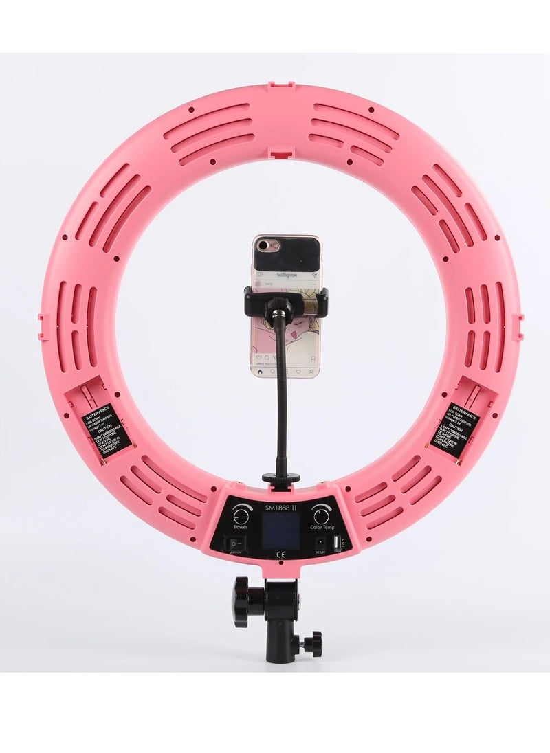 Xria SM1888 II Ring Light Size 18 inch 90W LED Ring light With Battery Slot Photographic Lighting Ring Light For Selfie Makeup live streaming (White)