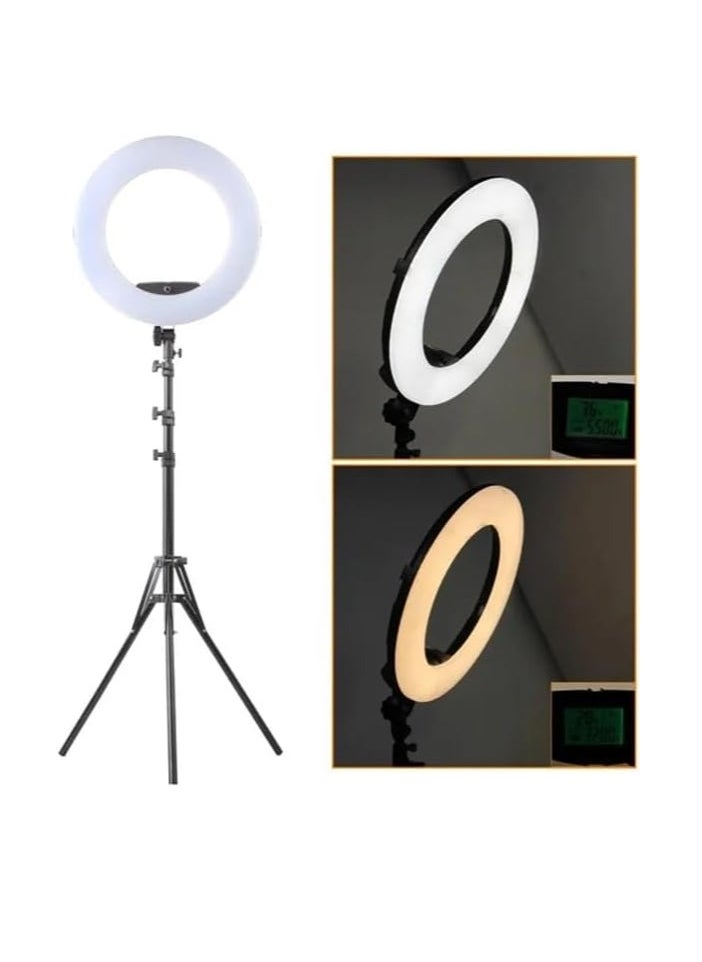 Xria SM1888 II Ring Light Size 18 inch 90W LED Ring light With Battery Slot Photographic Lighting Ring Light For Selfie Makeup live streaming (White)