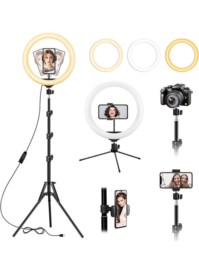 LED Photography Ring Light With Tripod Stand Black/White