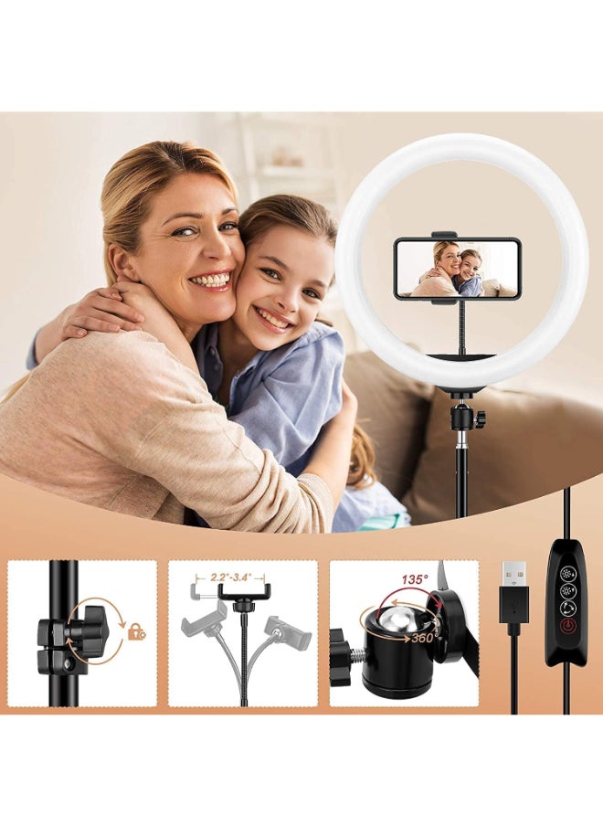 LED Photography Ring Light With Tripod Stand Black/White