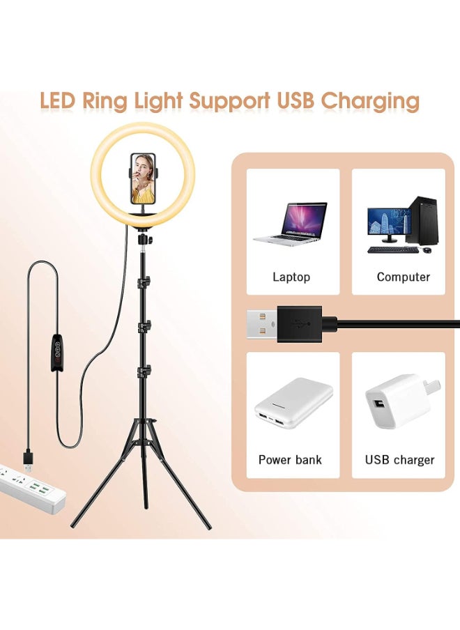 LED Photography Ring Light With Tripod Stand Black/White