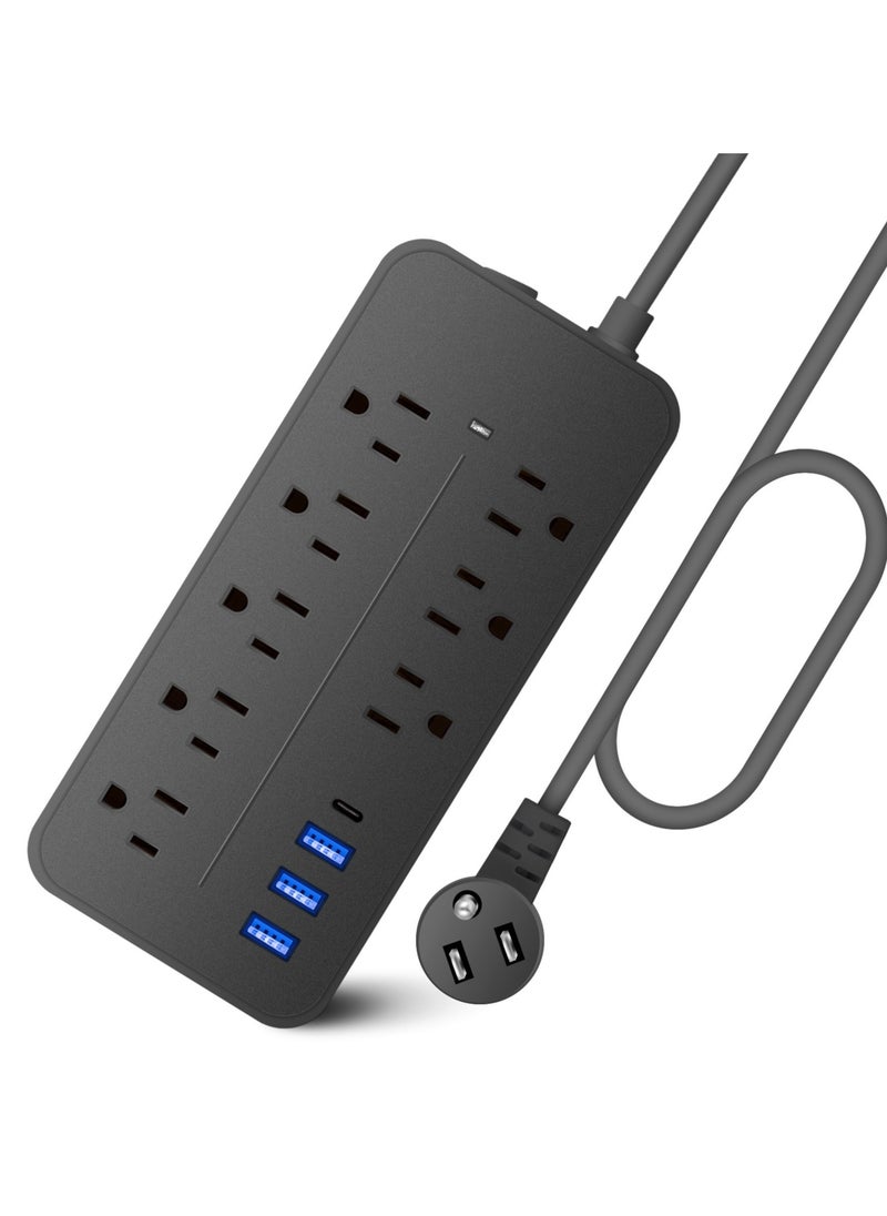 Smart Power Strip with Overload Protection Anti-Lightning Surge Protection 6 Outlets 3 USB Ports and Type-C Port