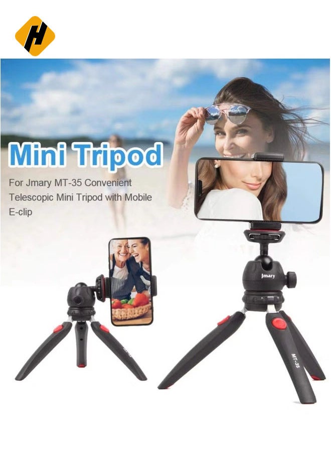 Jmary MT-35 - Table Top Mini Portable Fold-able Extendable Tripod Stand for Mobile Phones and DSLR & Digital Cameras - Coming with Universal Mobile Phone Holder (MT-35-BLK)