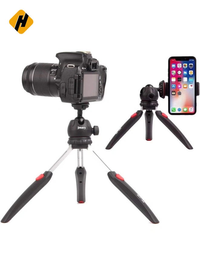 Jmary MT-35 - Table Top Mini Portable Fold-able Extendable Tripod Stand for Mobile Phones and DSLR & Digital Cameras - Coming with Universal Mobile Phone Holder (MT-35-BLK)