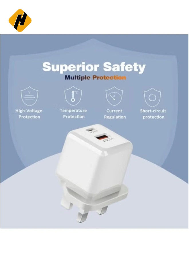 Dual USB-C Wall Charger, 20W, Model BC219, BASTEC