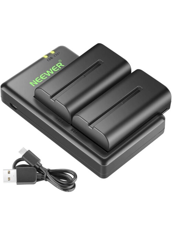 Neewer NP-F550 Battery 2-Pack with Dual USB Charger (2600mAh)