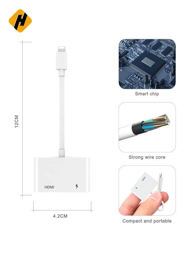 [Apple MFi Certified] Lightning to HDMI Digital AV Adapter,1080P Video & Audio Sync Screen Converter AV Adapter with Charging Port for iPhone HDMI Converter to HD TV/Projector/Monitor Support All iOS