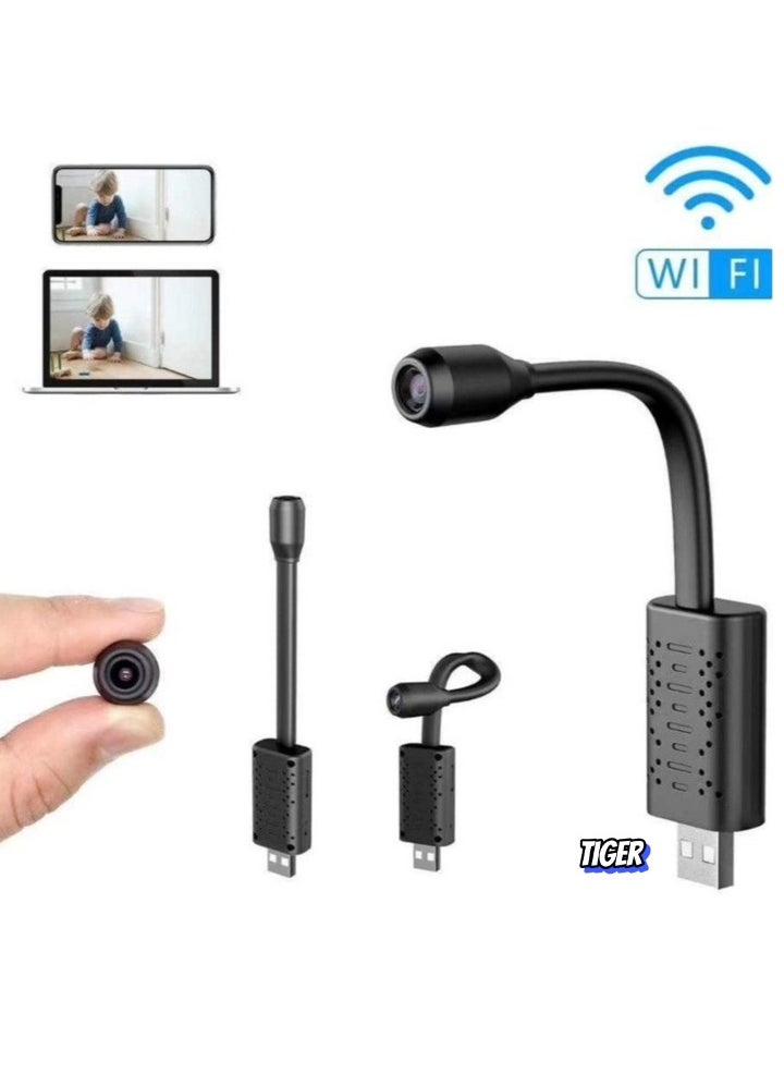 Portable WiFi Security Camera – Smart Mini Wireless USB IP Camera with Flexible 360° Rotation, Loop Video, and Motion Detection (Black) – Compact, Easy-to-Use Home Surveillance Solution